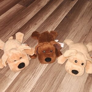 Melissa and Doug (3)  Brown & Tan Puppy Dogs  Plush Stuffed Animal 9"